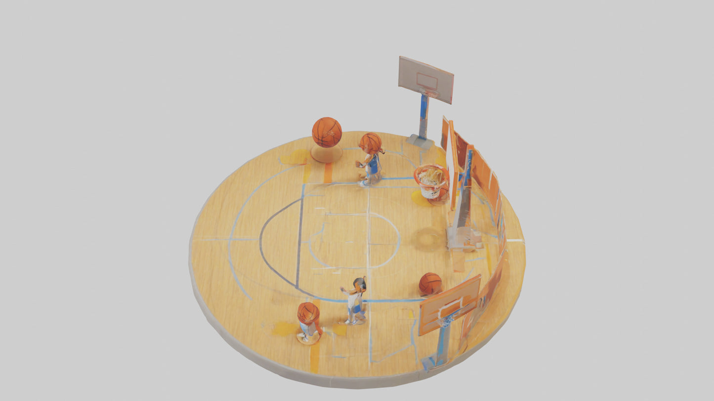 Cartoon Basketball Court model 3D model