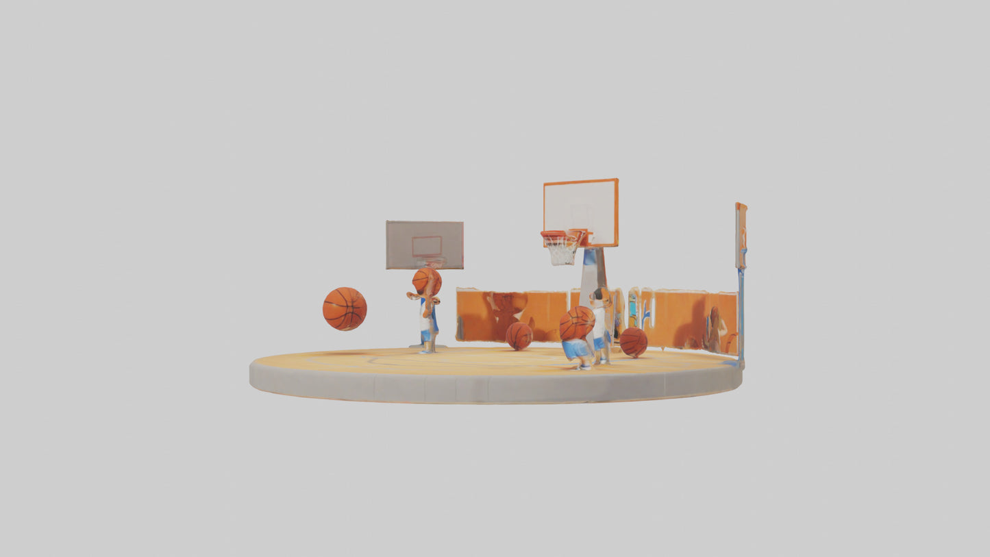 Cartoon Basketball Court model 3D model