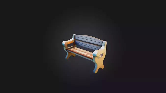 Cartoon Bench 3D model