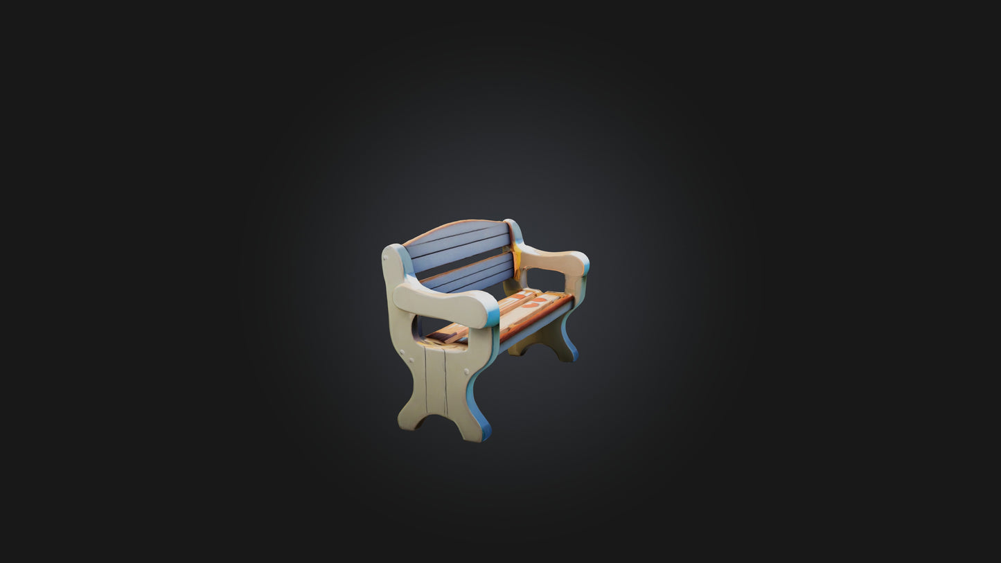 Cartoon Bench 3D model
