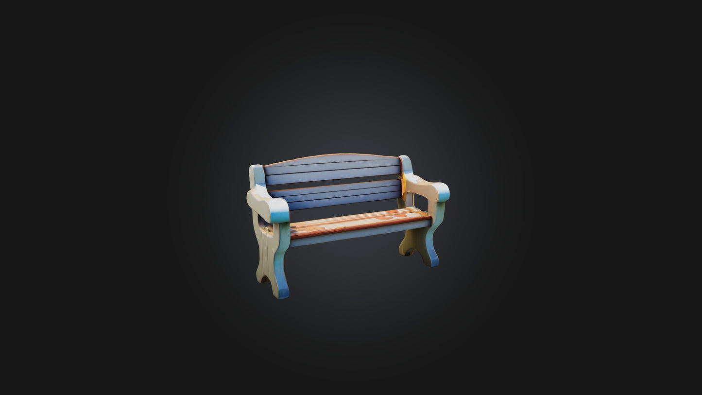 Cartoon Bench 3D model