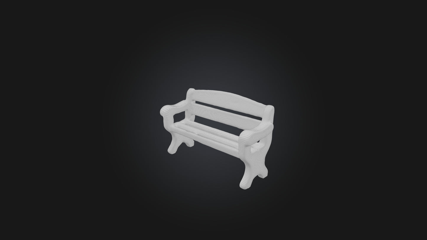 Cartoon Bench 3D model