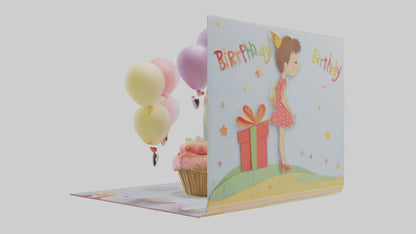 Cartoon Birthday Card model 3D model