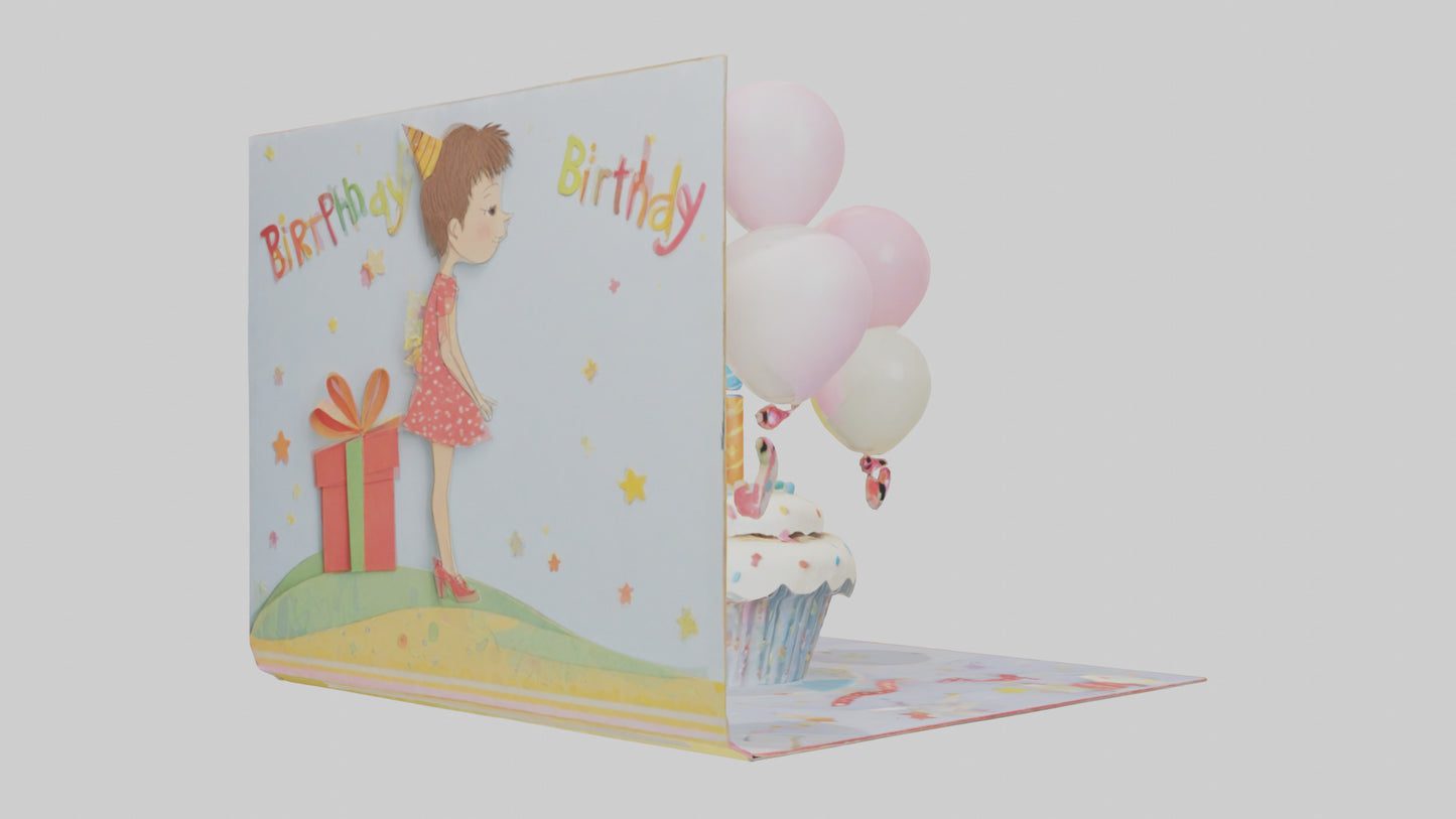 Cartoon Birthday Card model 3D model