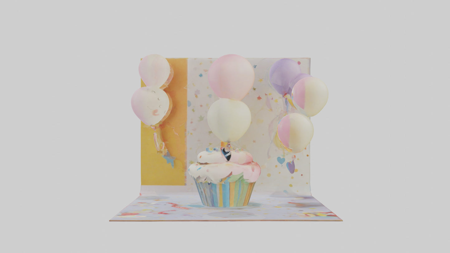 Cartoon Birthday Card model 3D model