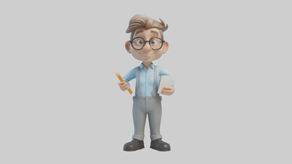 Cartoon Bookkeeper model 3D model