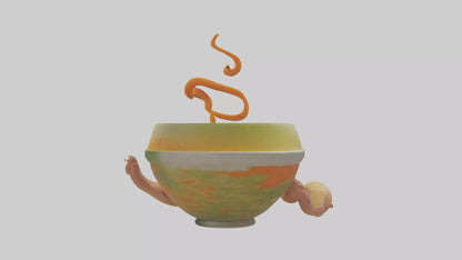 Cartoon Bowl of Soup model 3D model