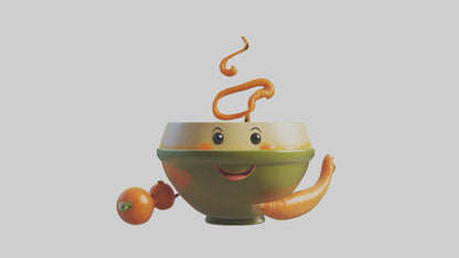 Cartoon Bowl of Soup model 3D model