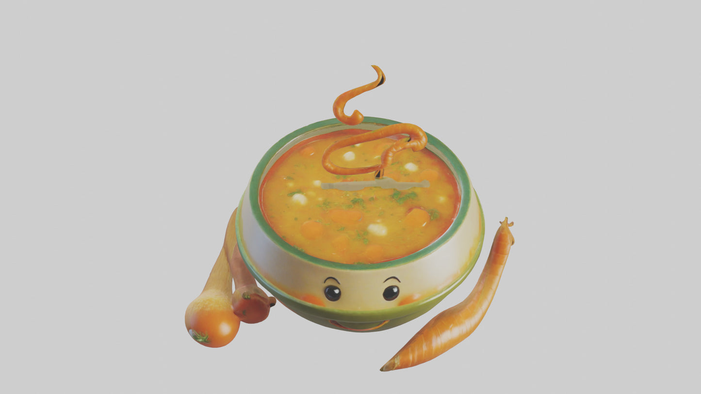 Cartoon Bowl of Soup model 3D model
