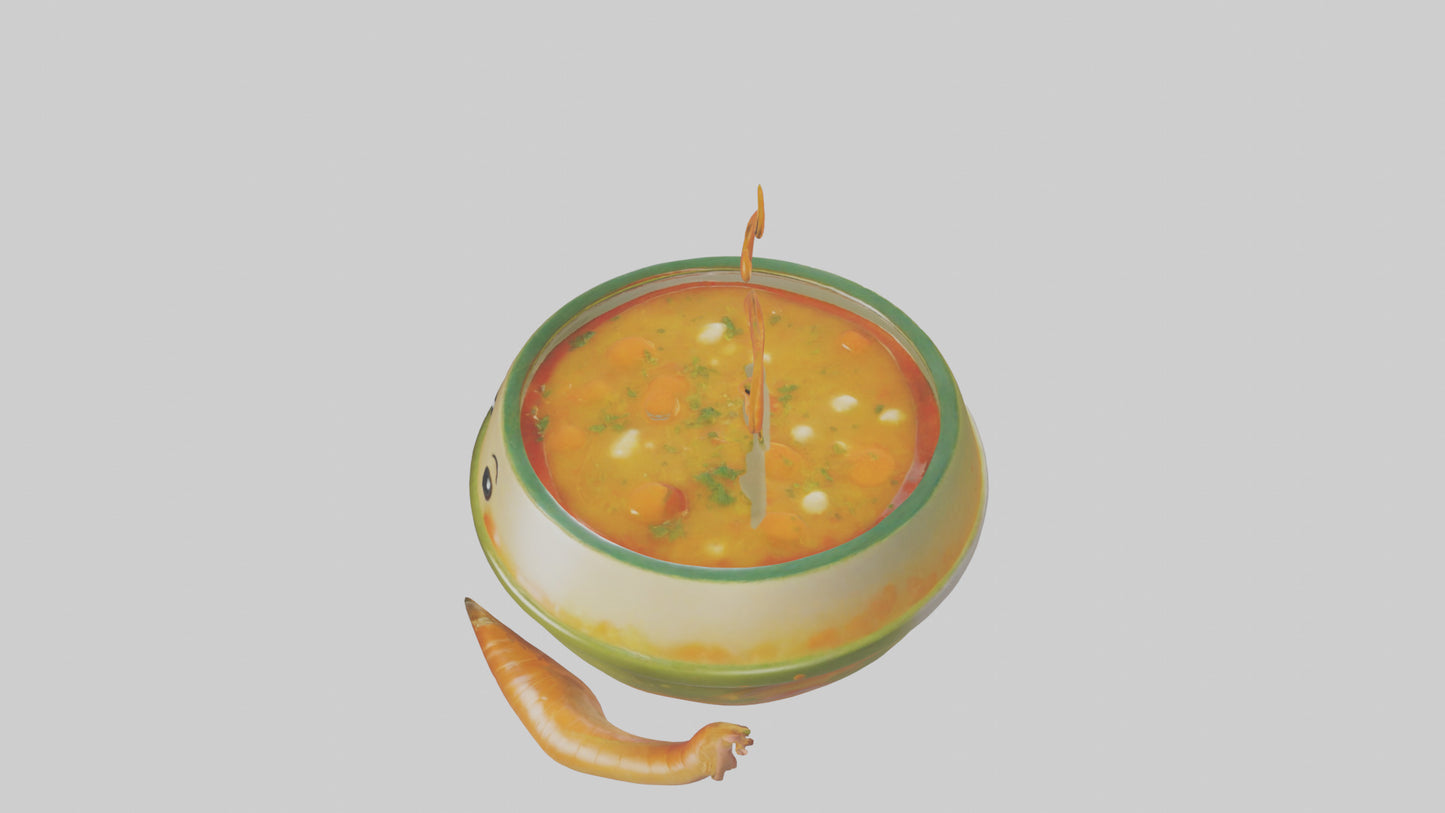 Cartoon Bowl of Soup model 3D model