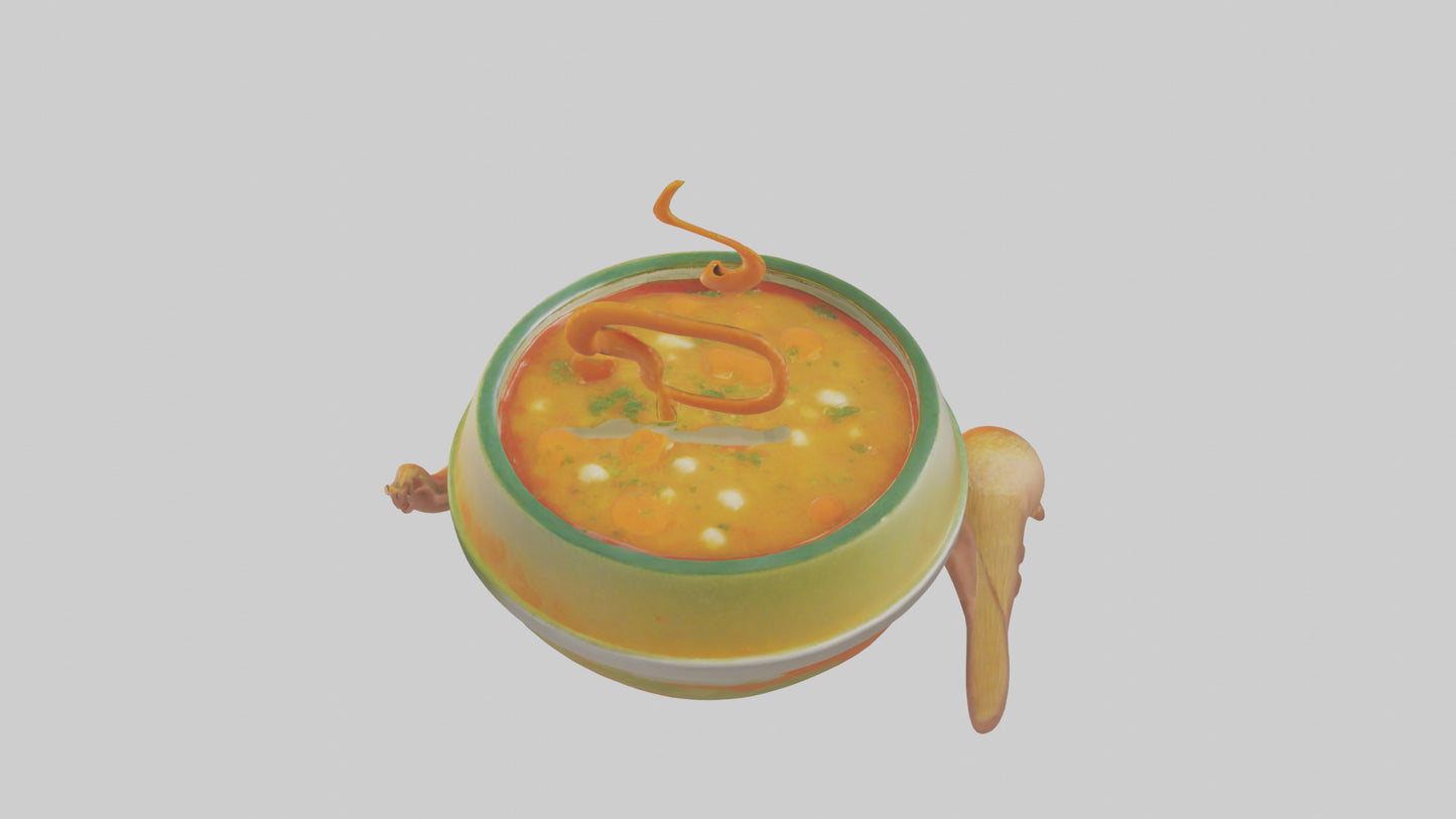 Cartoon Bowl of Soup model 3D model