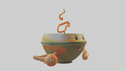 Cartoon Bowl of Soup model 3D model
