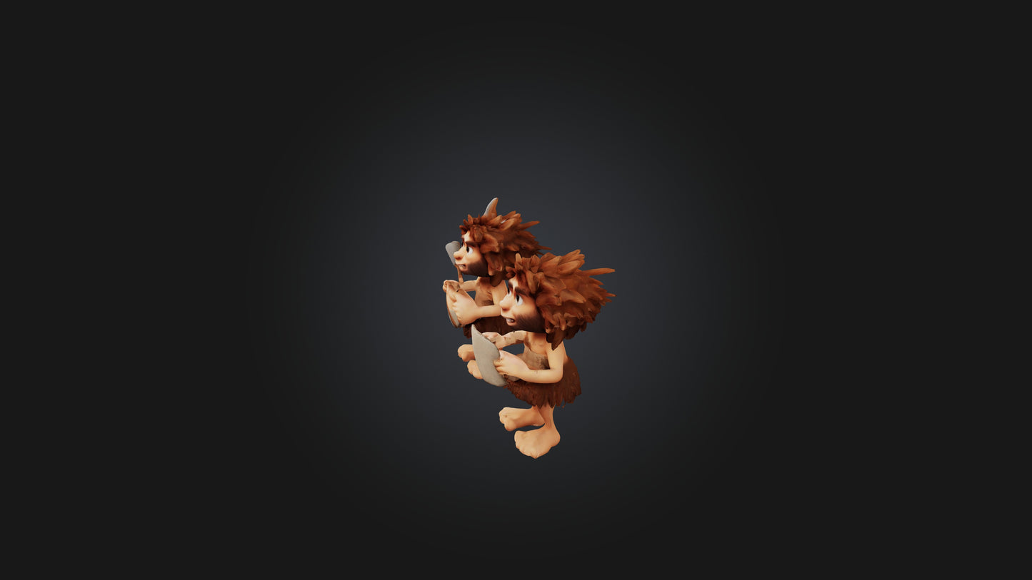 Cartoon Cavemen 3D model
