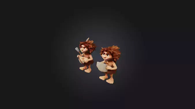 Cartoon Cavemen 3D model