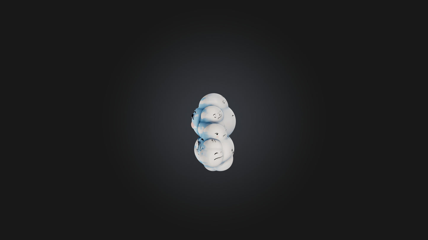 Cartoon Clouds with Faces 3D model