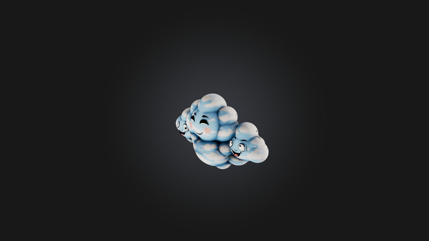 Cartoon Clouds with Faces 3D model