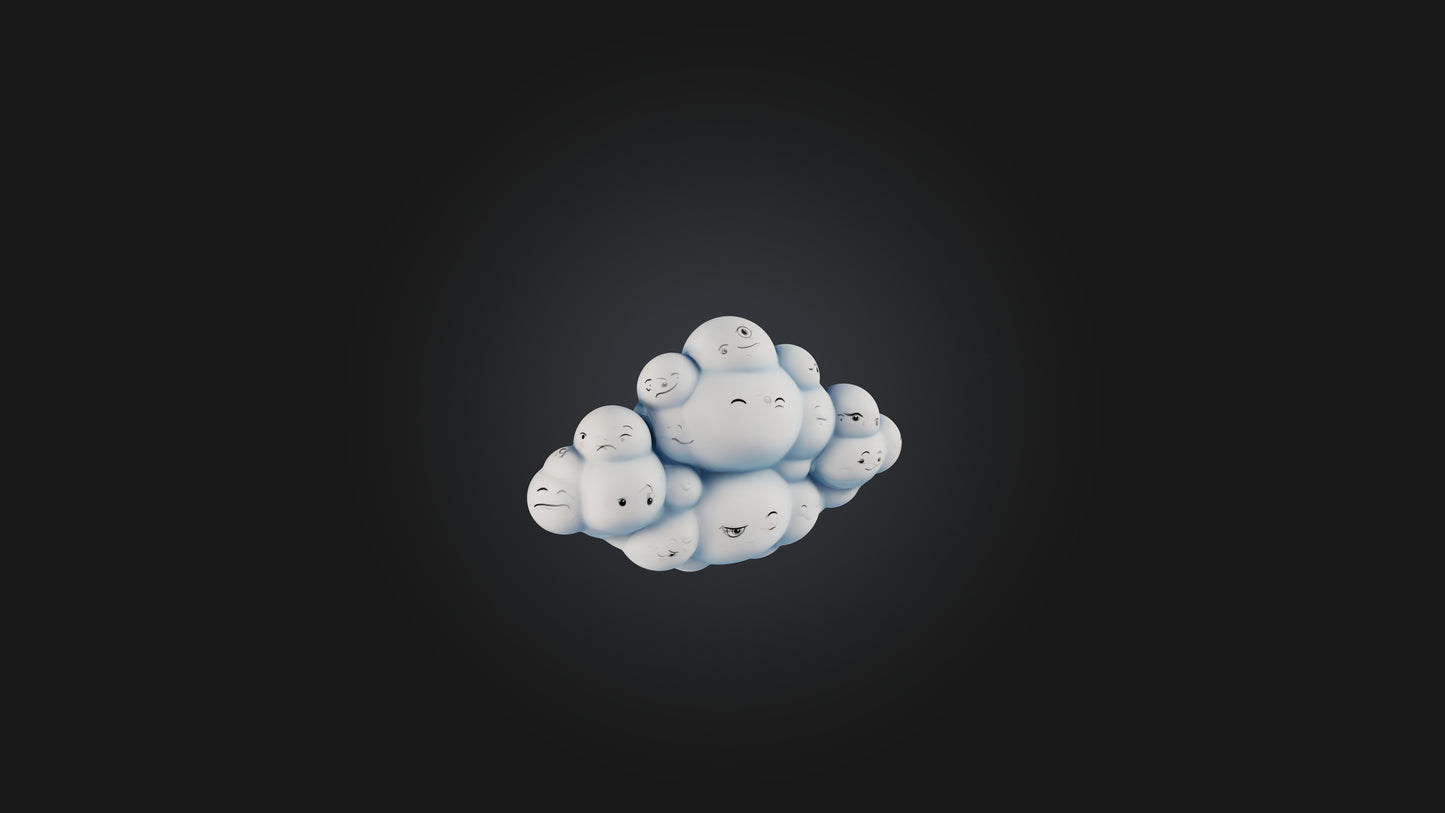 Cartoon Clouds with Faces 3D model