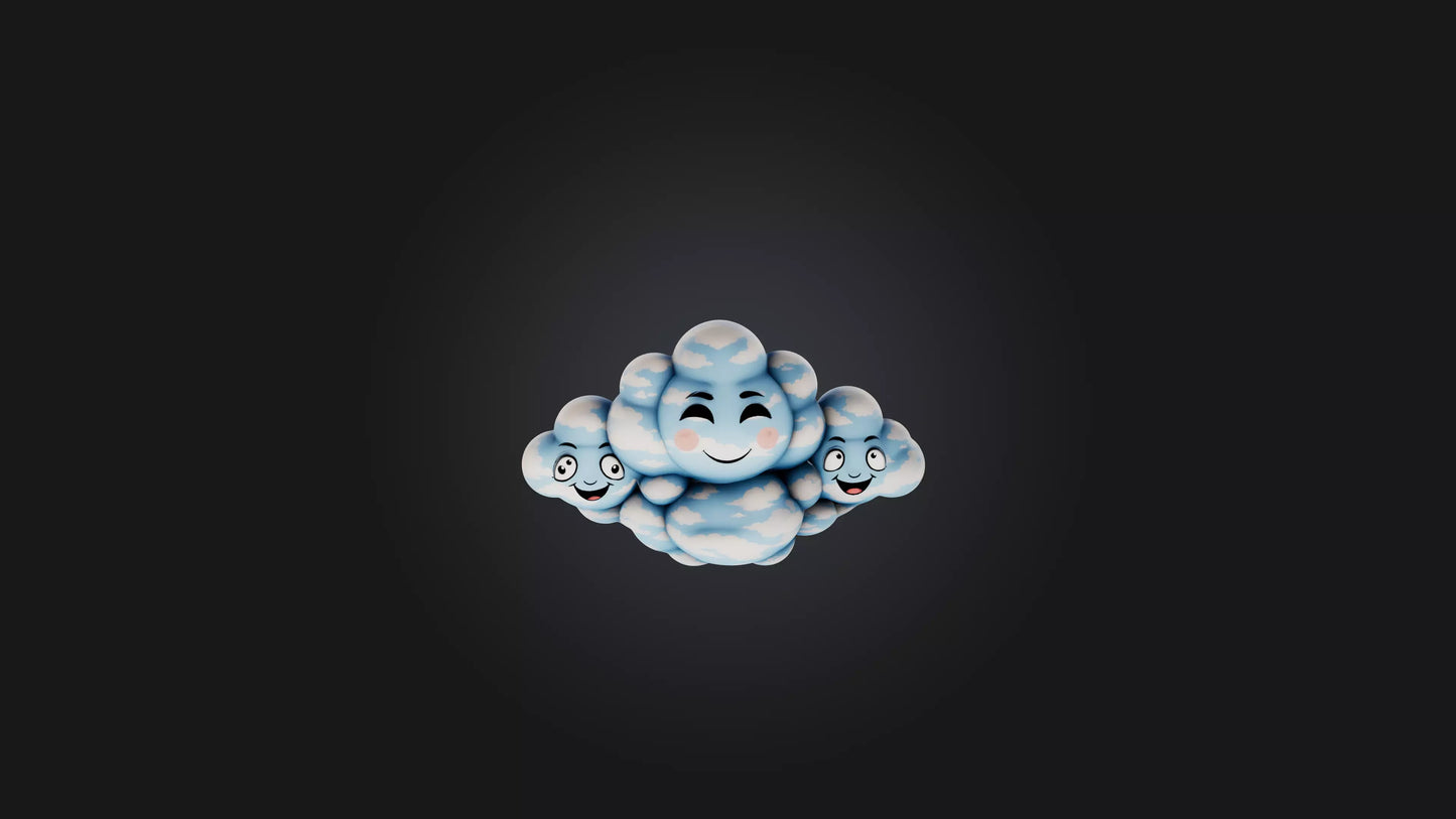 Cartoon Clouds with Faces 3D model