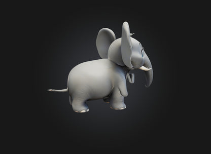 3D model cartoon elephant VR / AR / low-poly