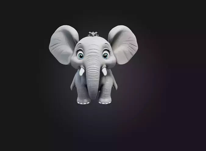 3D model cartoon elephant VR / AR / low-poly