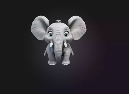 3D model cartoon elephant VR / AR / low-poly