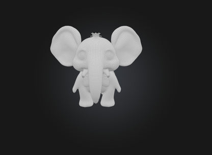 3D model cartoon elephant VR / AR / low-poly