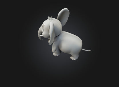 3D model cartoon elephant VR / AR / low-poly