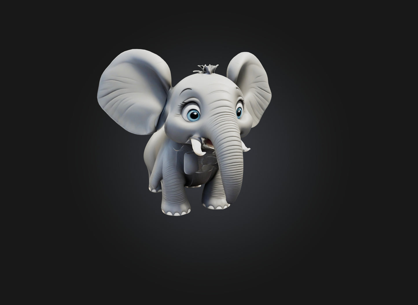 3D model cartoon elephant VR / AR / low-poly