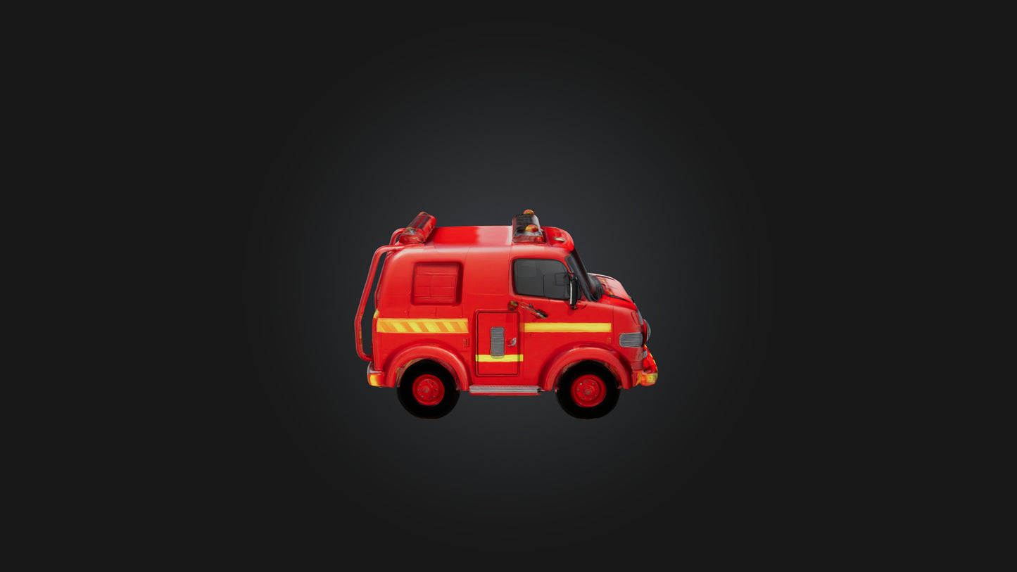 Cartoon Fire Engine 3D model