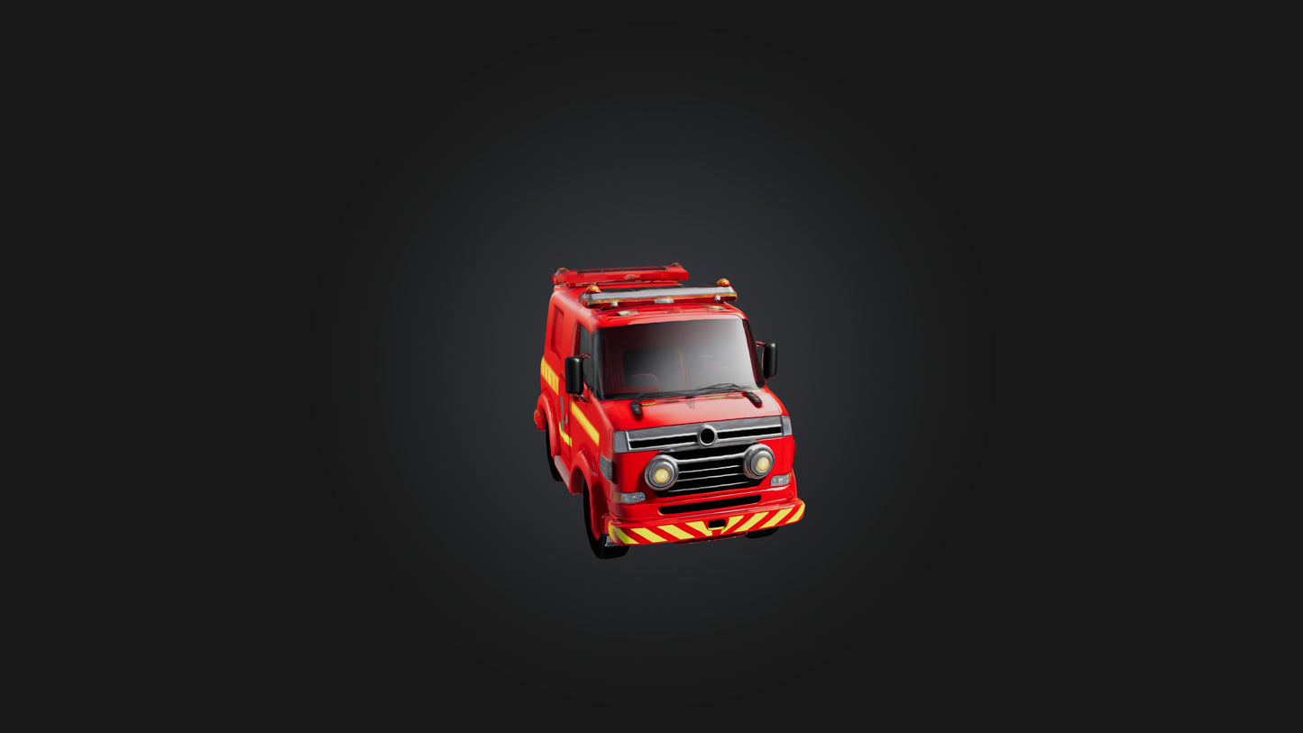 Cartoon Fire Engine 3D model