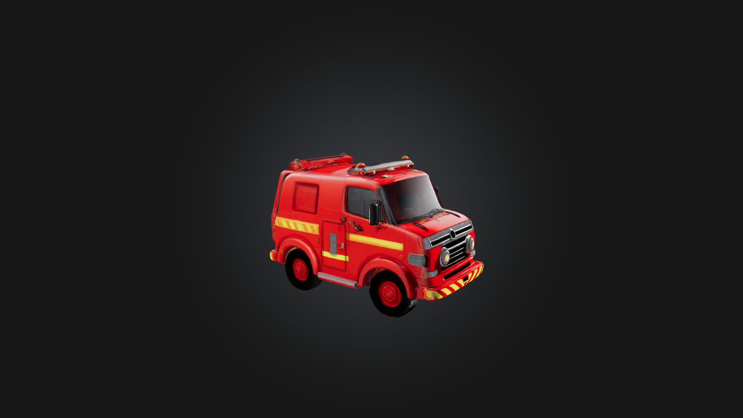 Cartoon Fire Engine 3D model