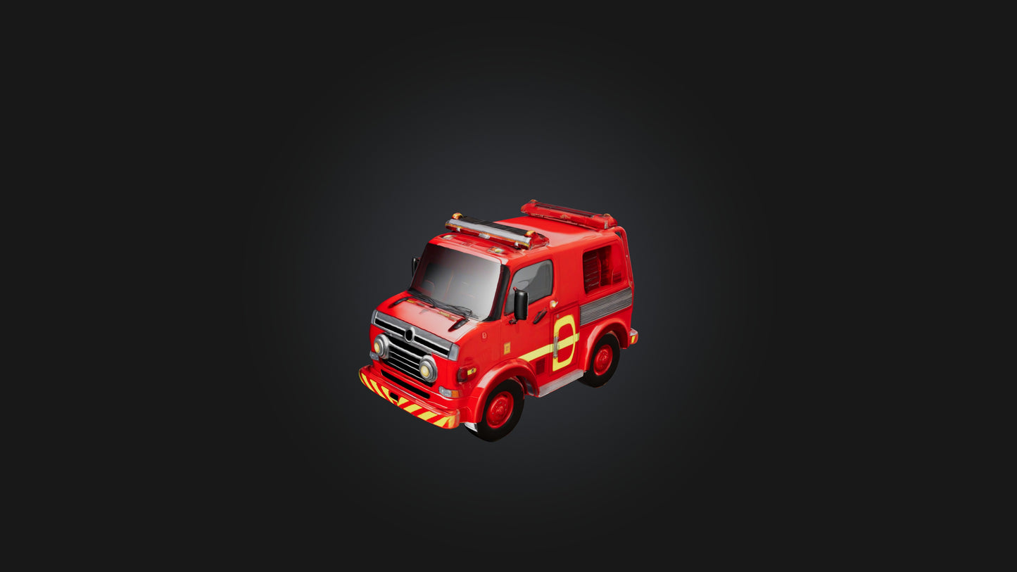 Cartoon Fire Engine 3D model