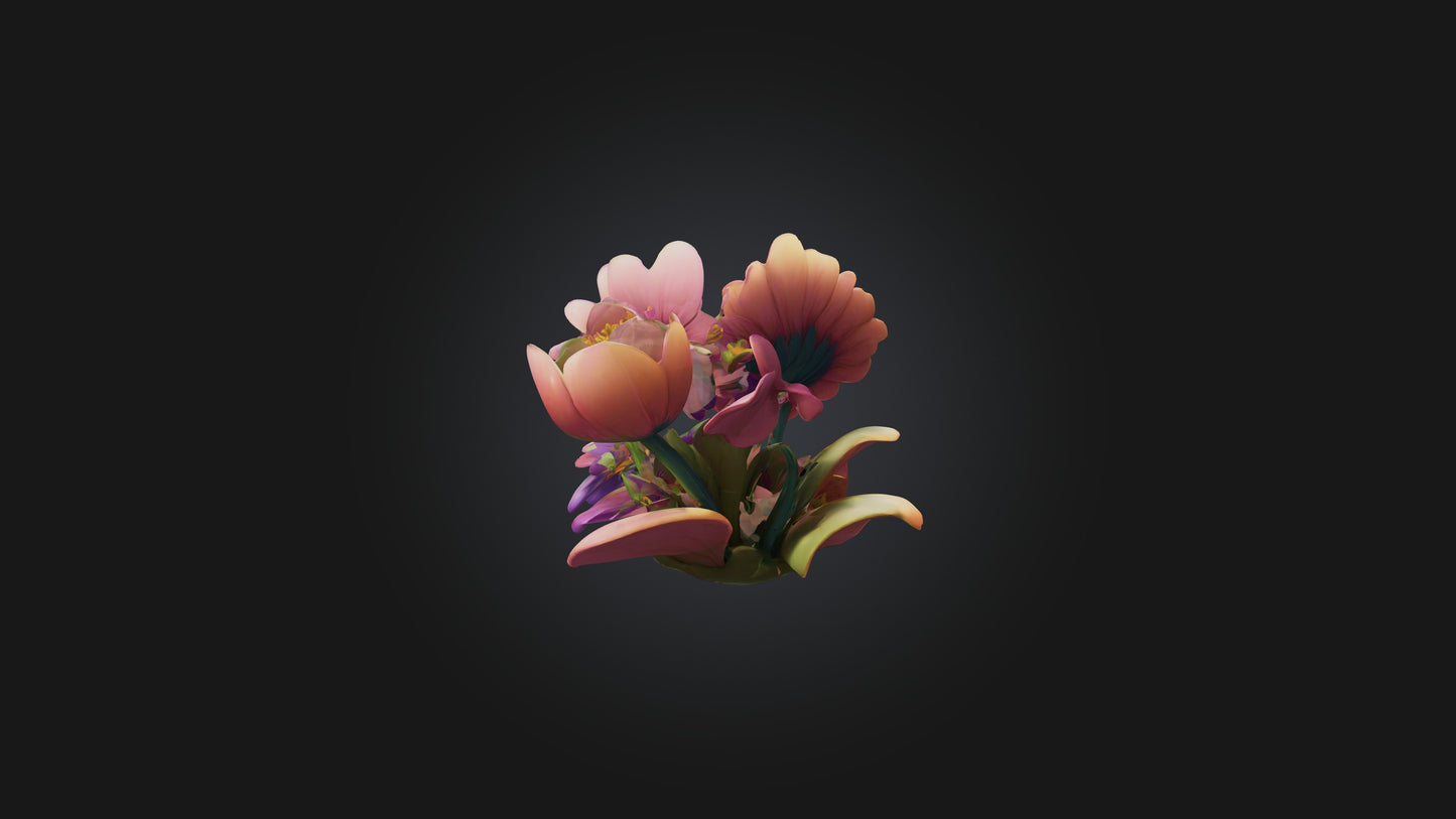 Cartoon Flowers 3D model