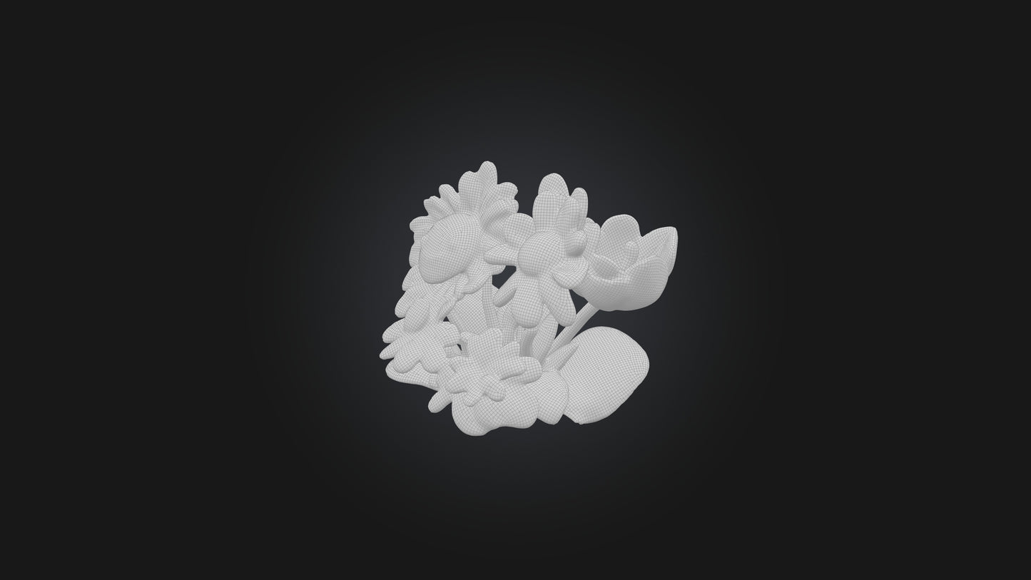 Cartoon Flowers 3D model