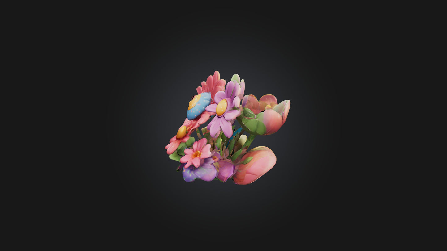 Cartoon Flowers 3D model
