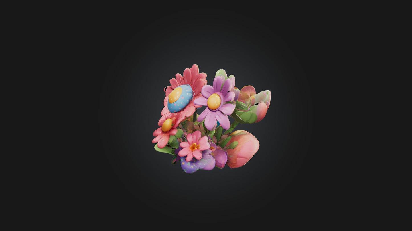 Cartoon Flowers 3D model