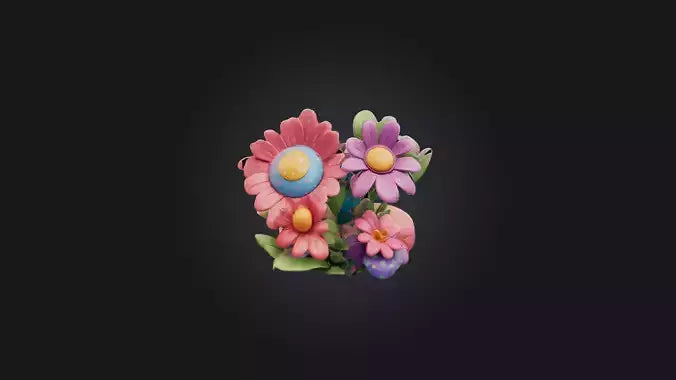 Cartoon Flowers 3D model