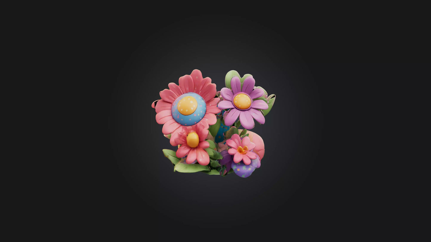 Cartoon Flowers 3D model