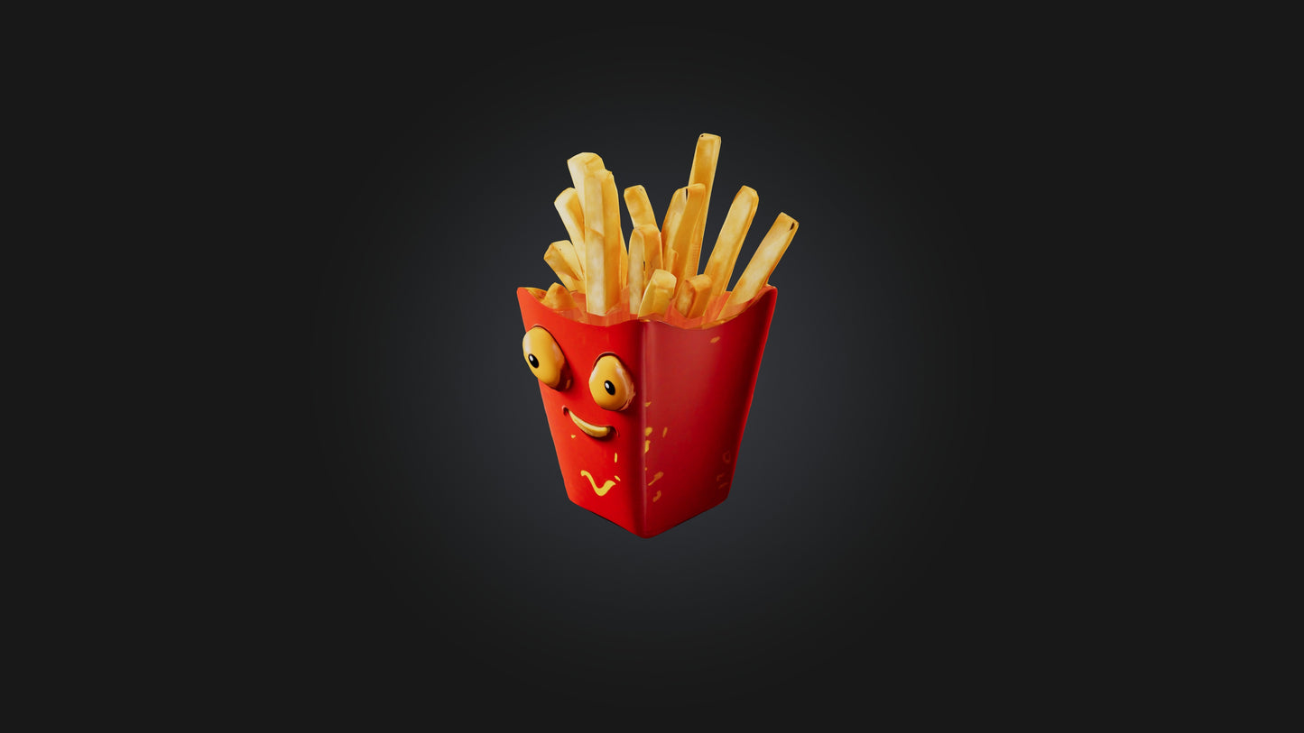 3D model Cartoon French Fries VR / AR / low-poly