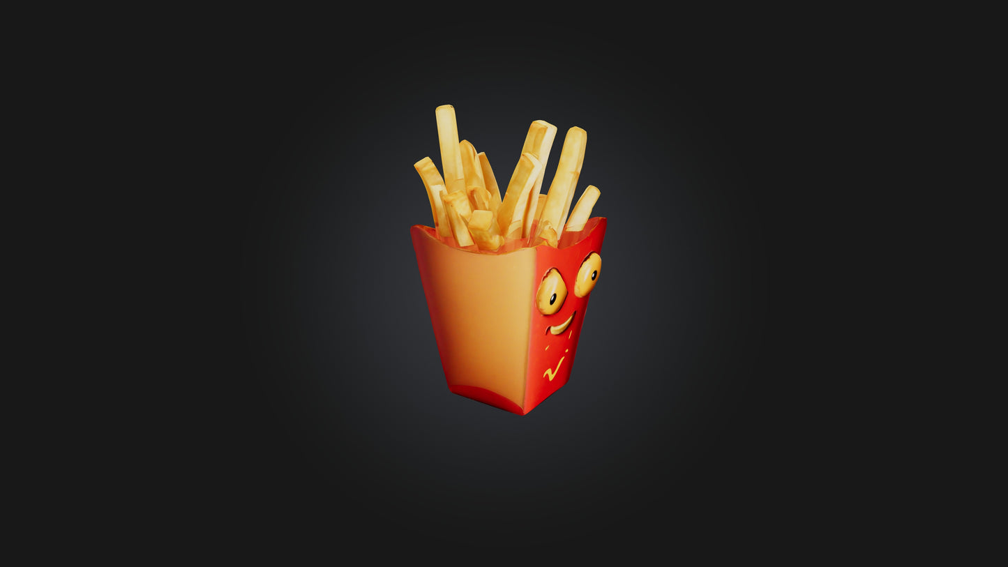 3D model Cartoon French Fries VR / AR / low-poly