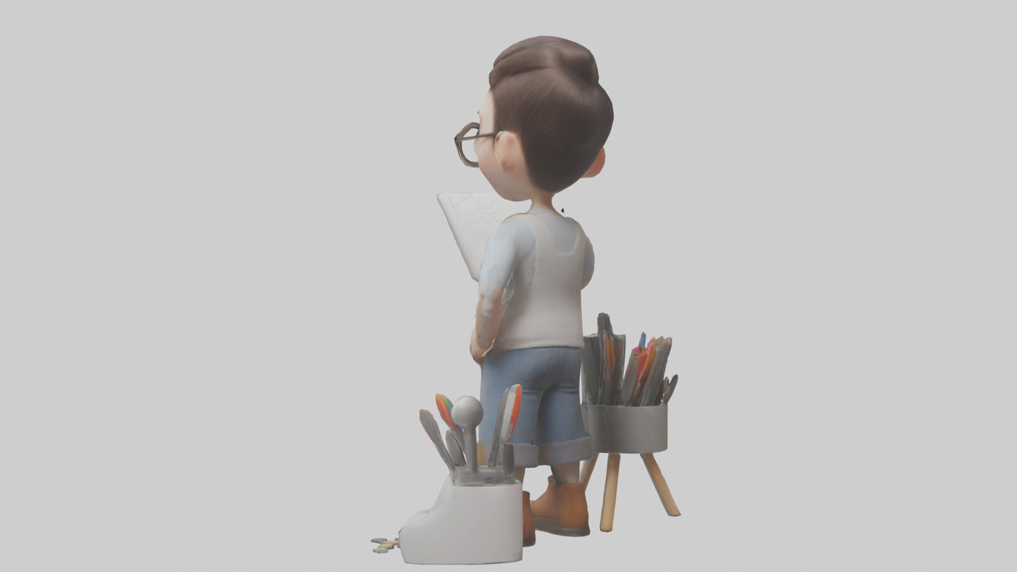 Cartoon Graphic Designer Assistant model 3D model