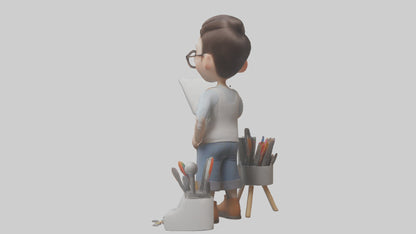 Cartoon Graphic Designer Assistant model 3D model