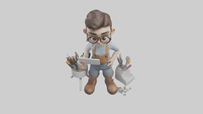 Cartoon Graphic Designer Assistant model 3D model