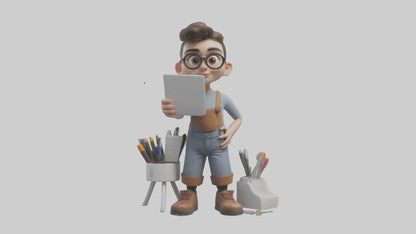 Cartoon Graphic Designer Assistant model 3D model