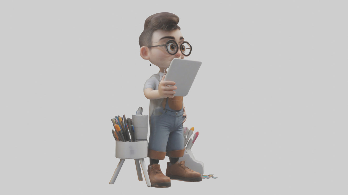 Cartoon Graphic Designer Assistant model 3D model