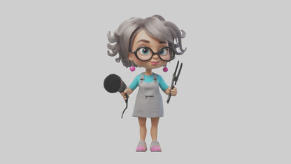 Cartoon Hairstylist Assistant model 3D model