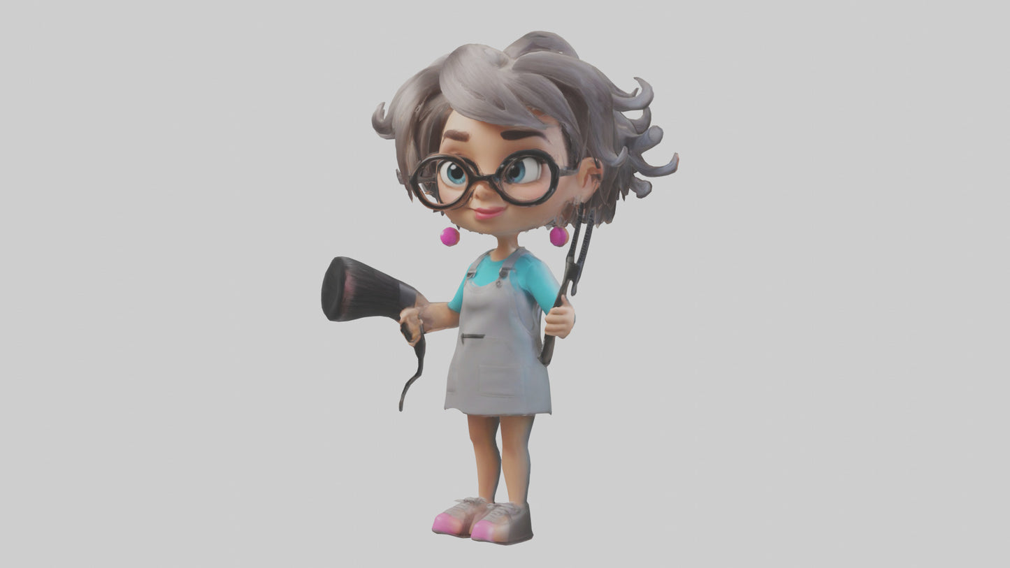 Cartoon Hairstylist Assistant model 3D model