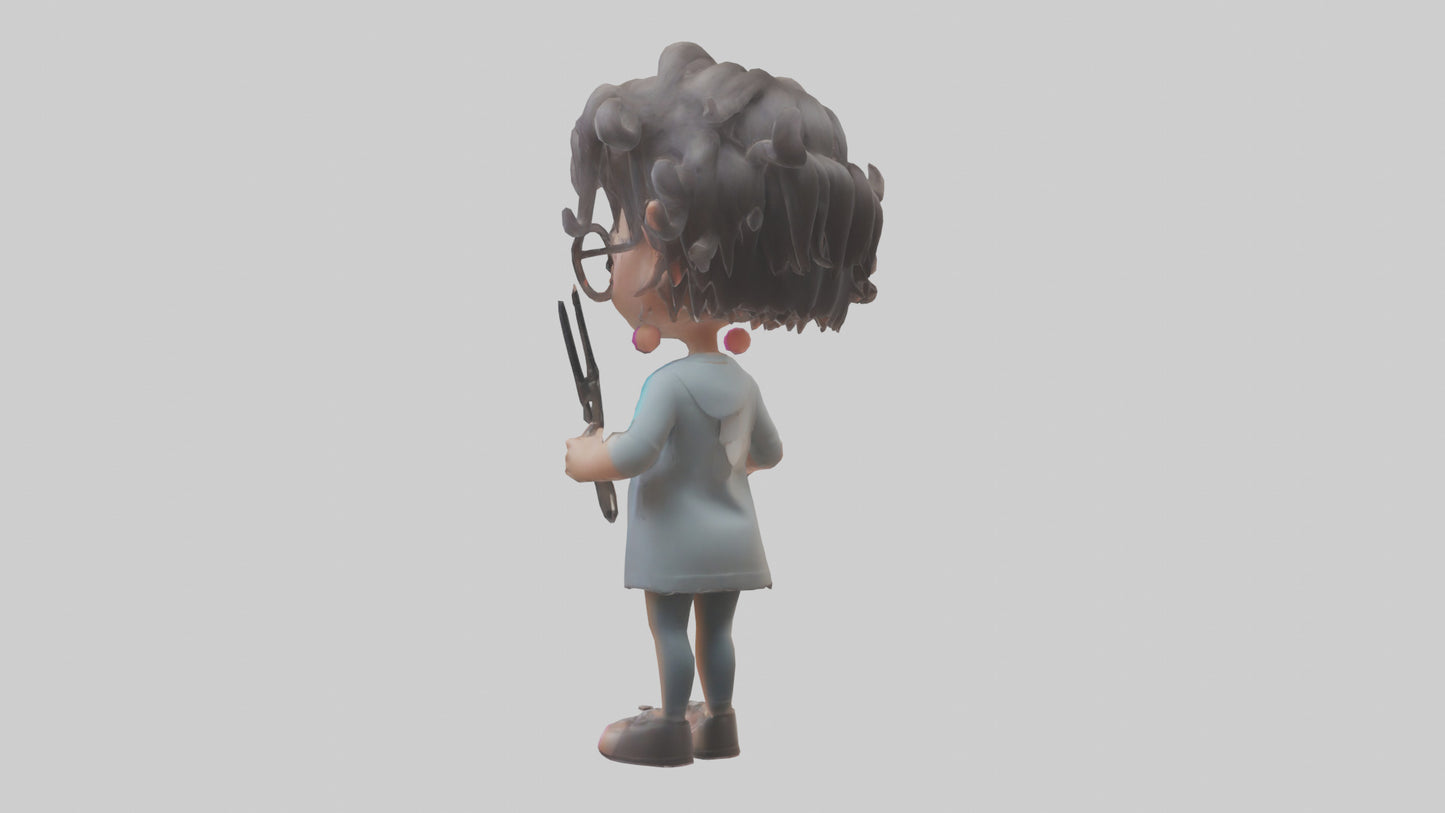 Cartoon Hairstylist Assistant model 3D model