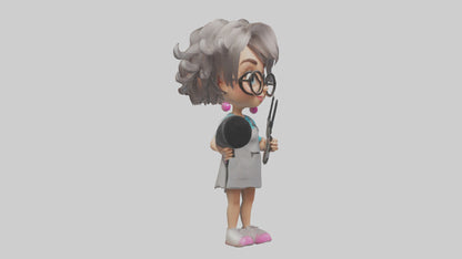 Cartoon Hairstylist Assistant model 3D model