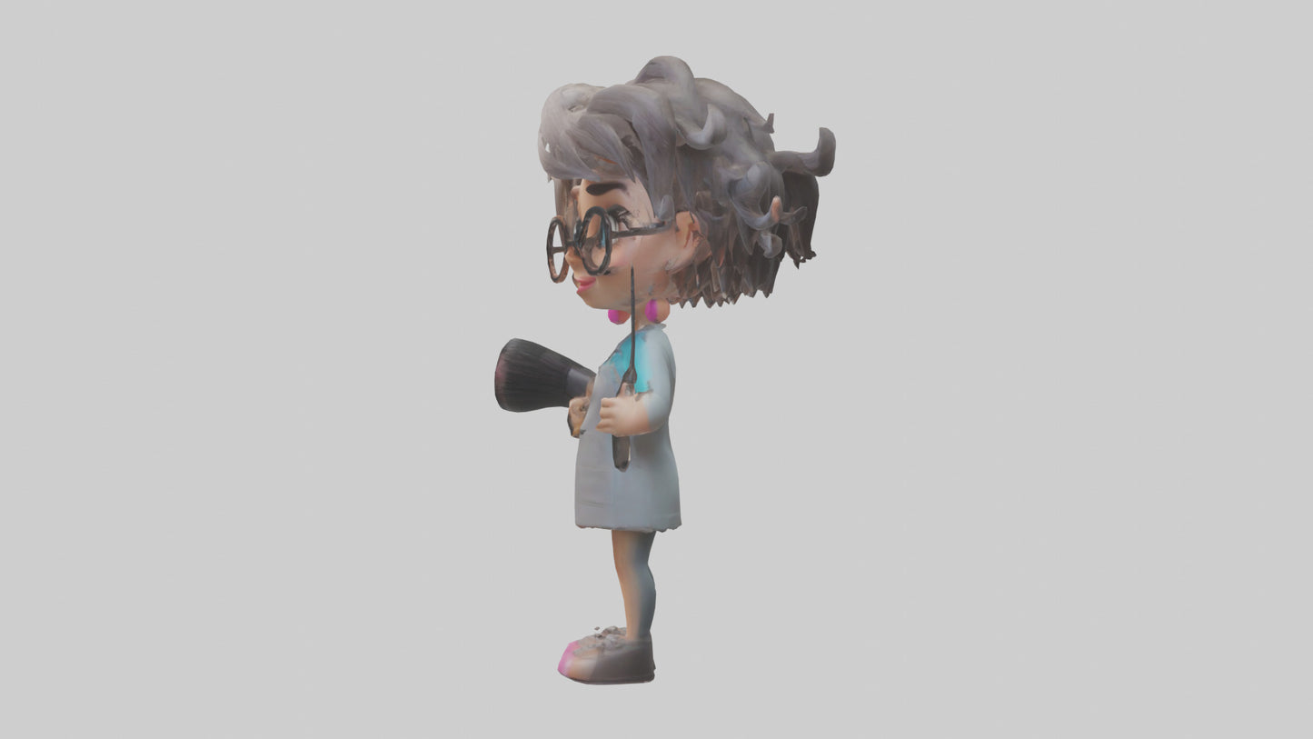 Cartoon Hairstylist Assistant model 3D model